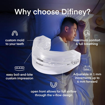 Difiney Advanced Anti Snoring Mouthpiece Device 4.0 - Customizable Adjustable Comfortable - Patent Pending Design