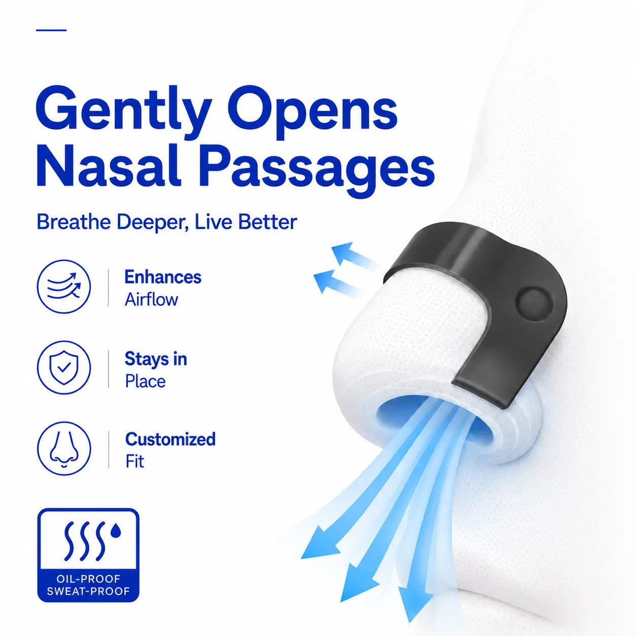 DIFINEY reusable nasal strip opening the nasal passages to support airflow