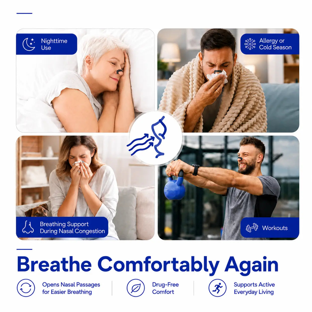 Reusable Nasal Strips model and feature comparison chart