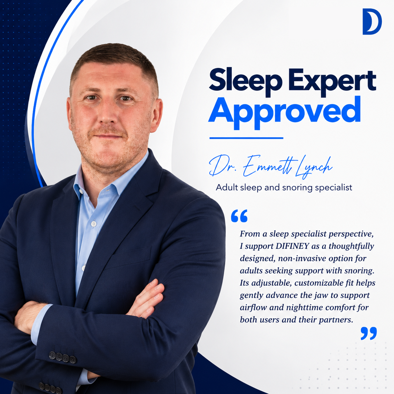 Emmett Lynch endorsement for the DIFINEY 2.0 anti-snoring mouthpiece