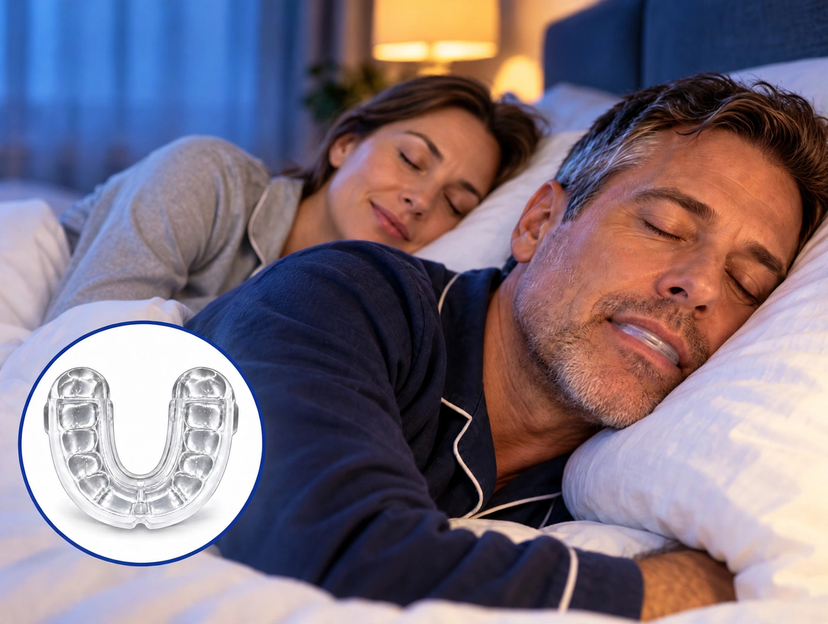 A couple sleeping peacefully with the moulded DIFINEY 4.0 mouthpiece inset