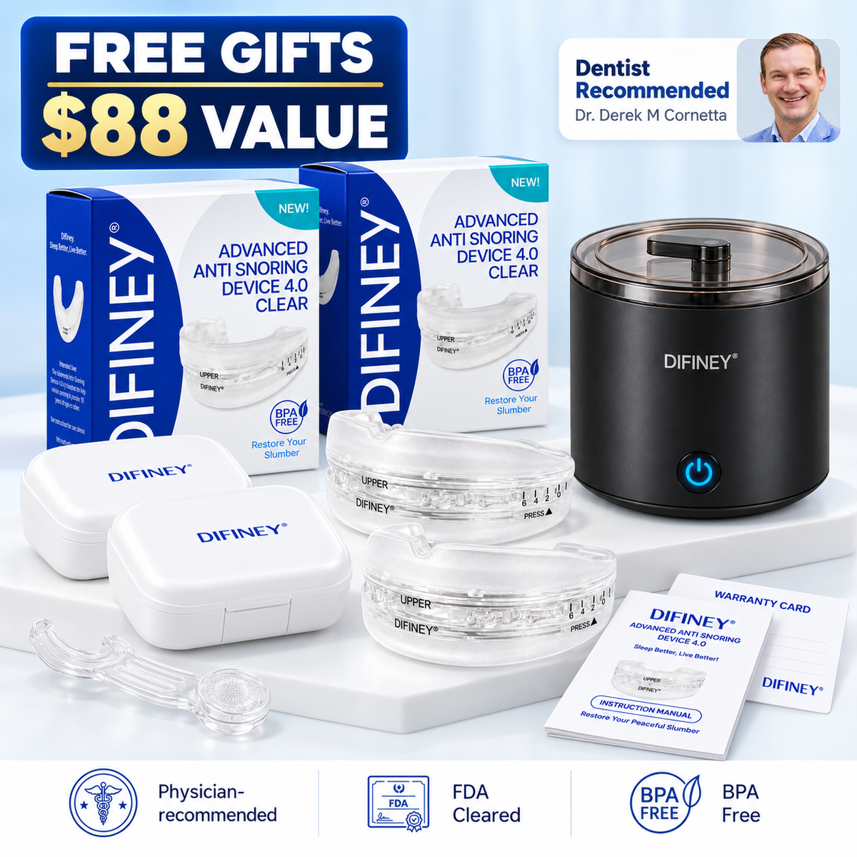 Free gifts worth $88: ultrasonic cleaner and storage case with DIFINEY 4.0