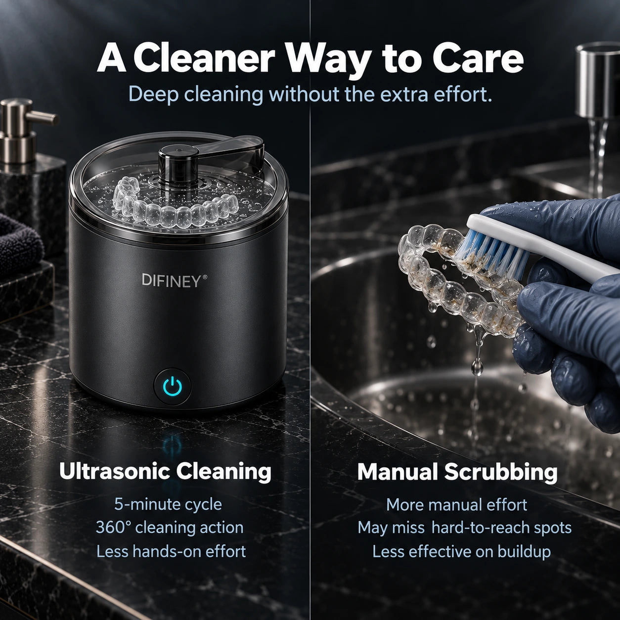 Ultrasonic cleaning and manual scrubbing