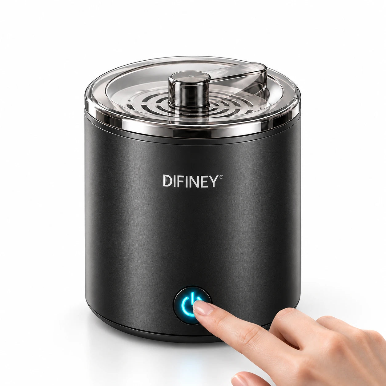 Press the power button to start the DIFINEY Ultrasonic Cleaner